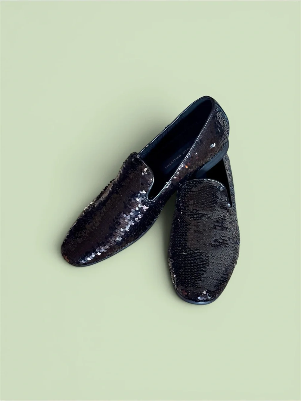 Giorgio Brutini Black Sequined Slip-On Loafers